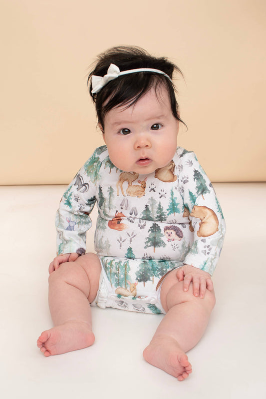 Woodland bodysuit,infant clothing, bodysuit,infant romper: 9-12 month / Short sleeve
