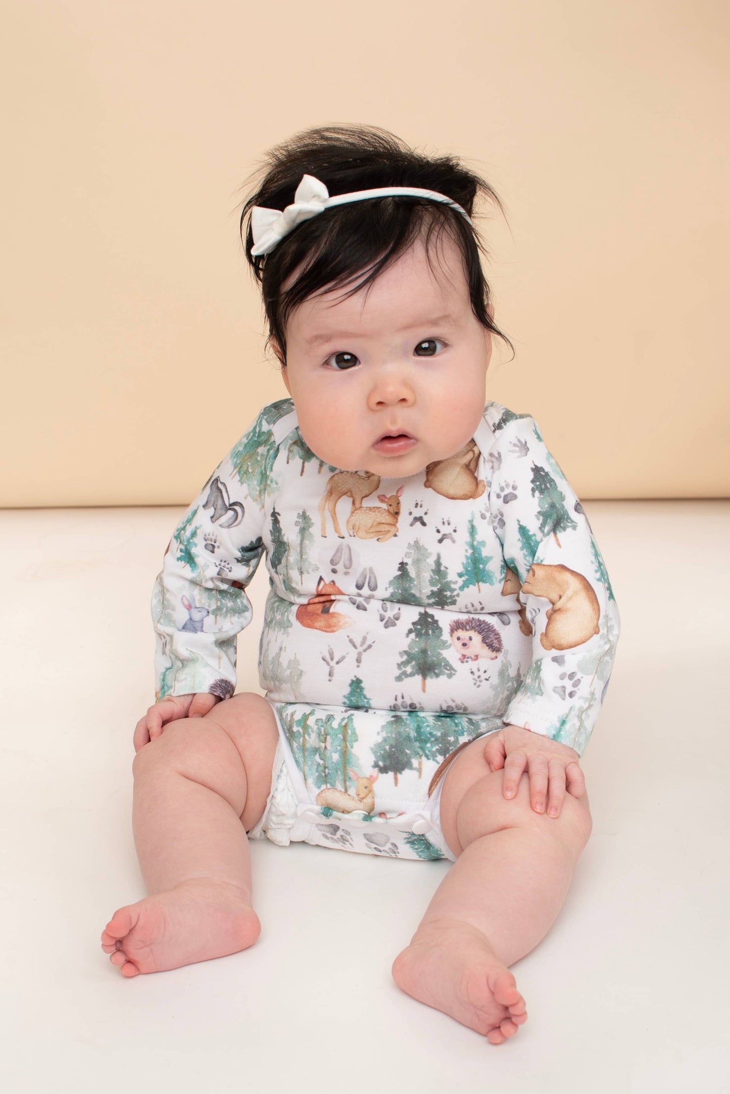 Woodland bodysuit,infant clothing, bodysuit,infant romper: Newborn / Short sleeve