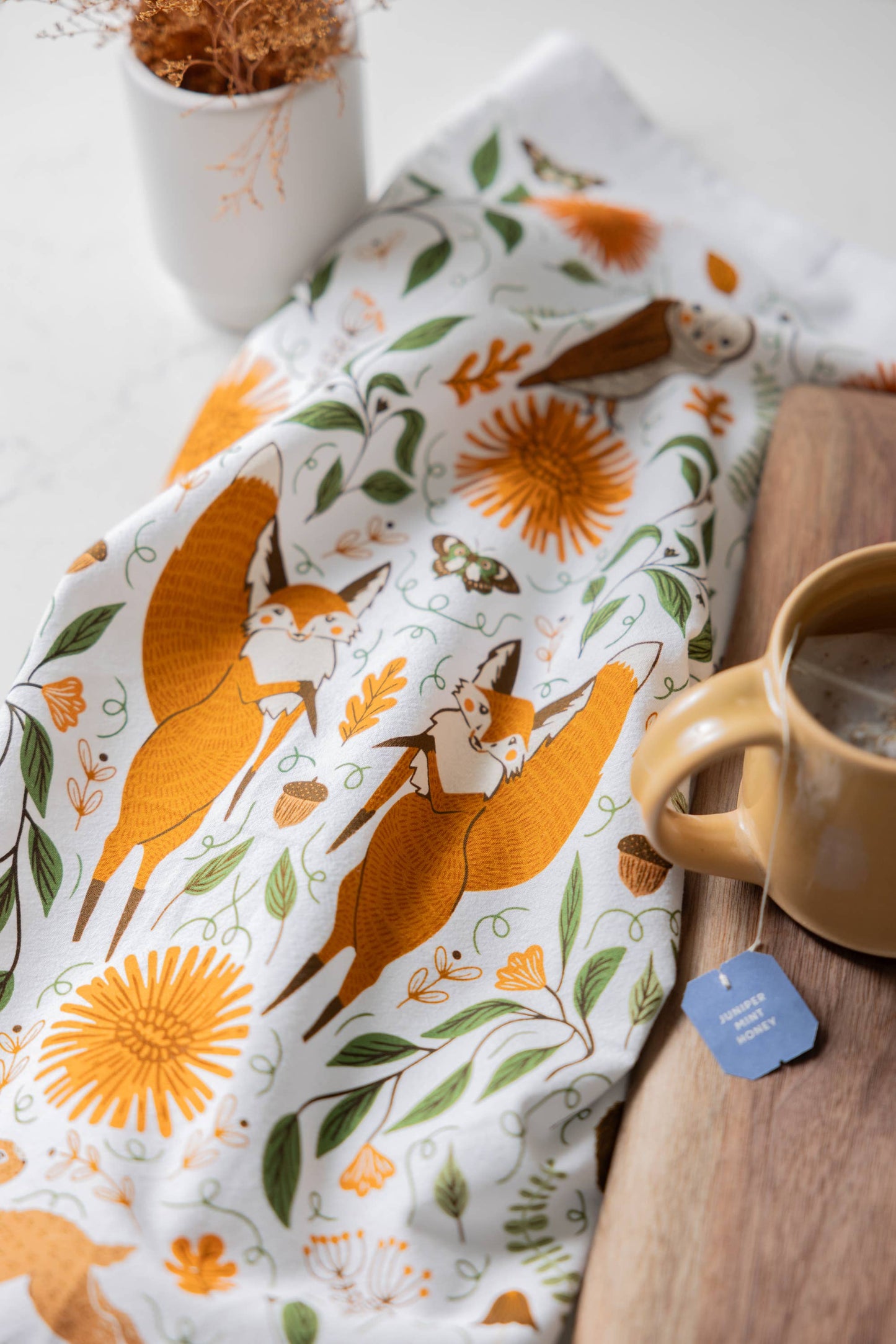 Fall Forest Tea Towel - Woodland Kitchen Towel Decor