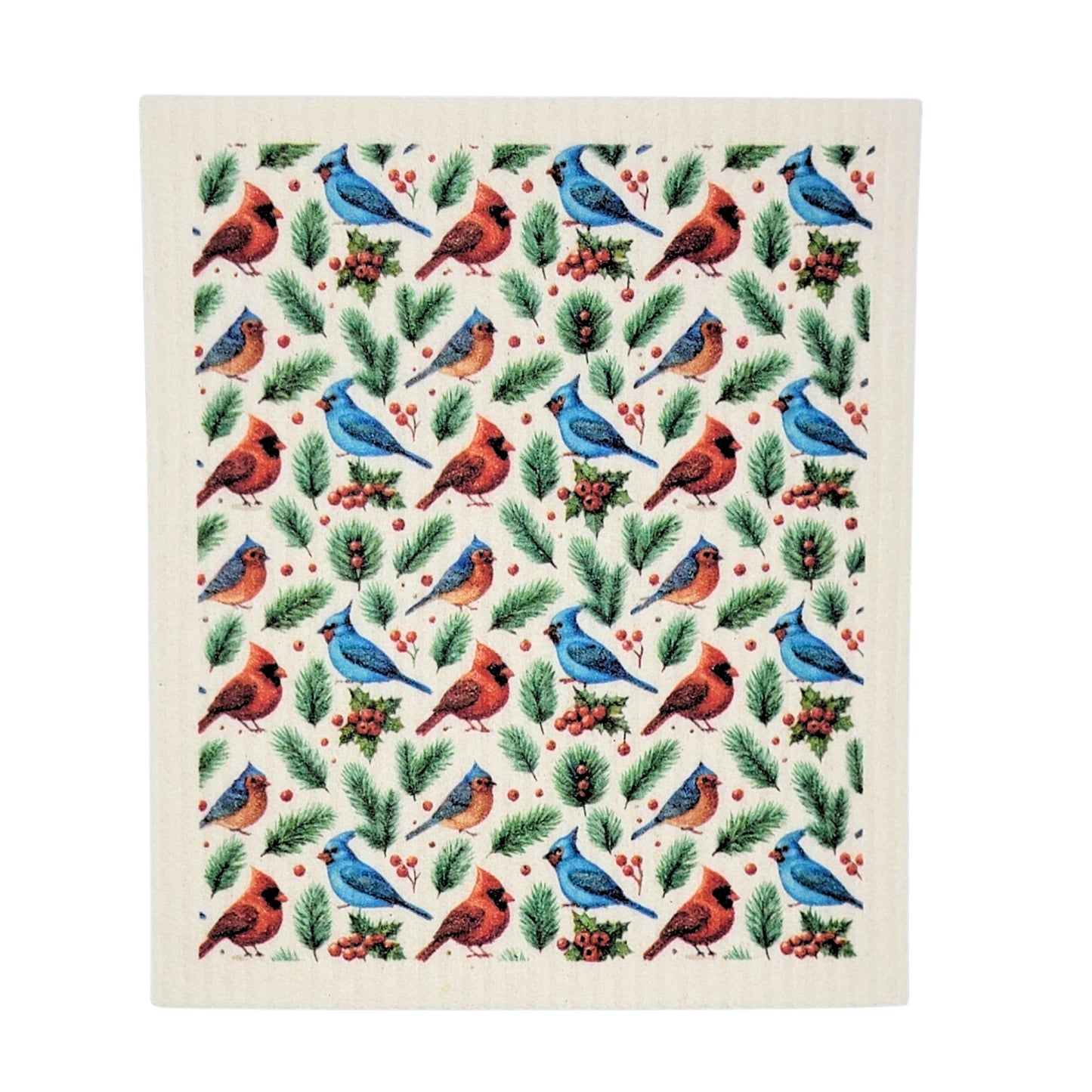 Christmas Cardinal and Bluebird Swedish Dishcloths