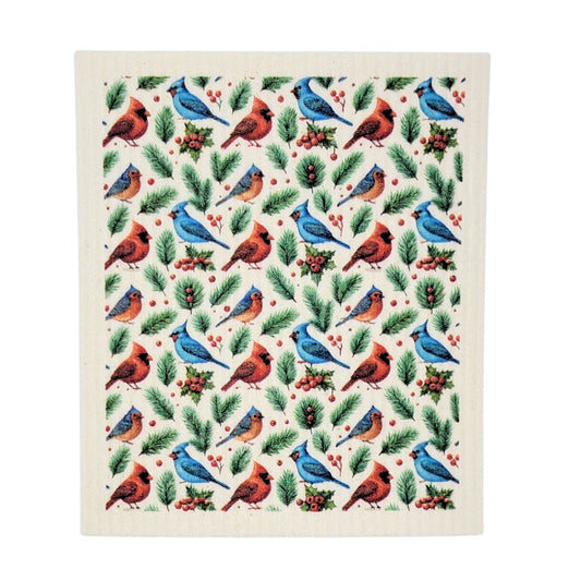 Christmas Cardinal and Bluebird Swedish Dishcloths
