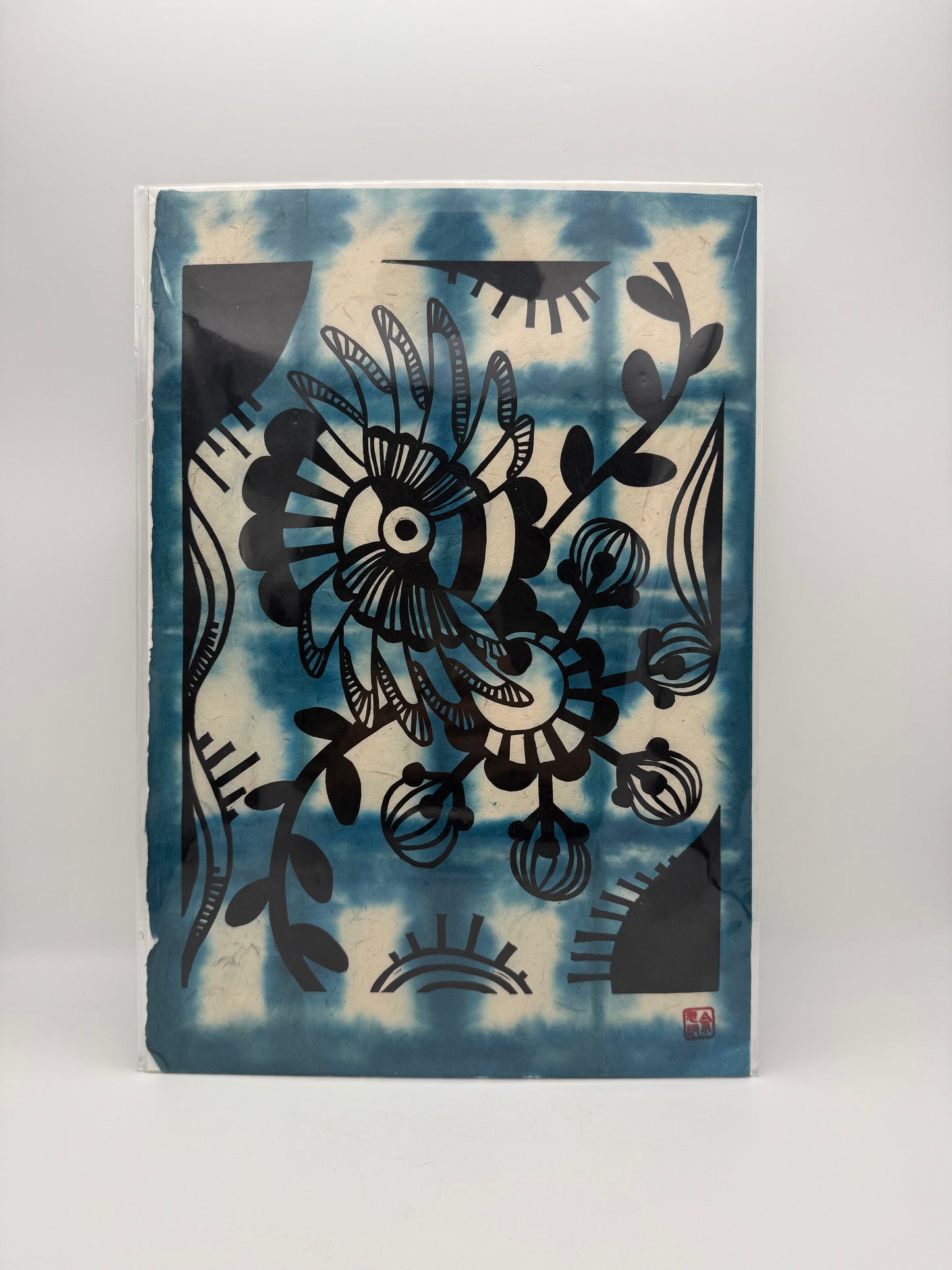 Blue/Black Floral Print (Unframed)