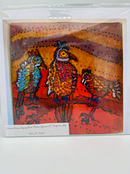 Colored Birds Singing Bird Words 11 x 14 Print