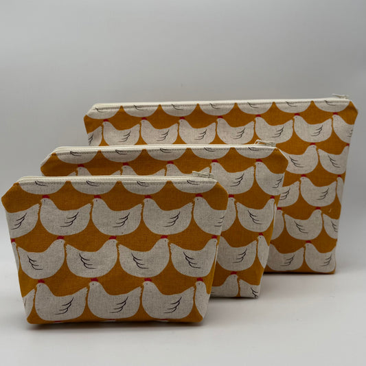 Chickens on Yellow - Zipper Pouch