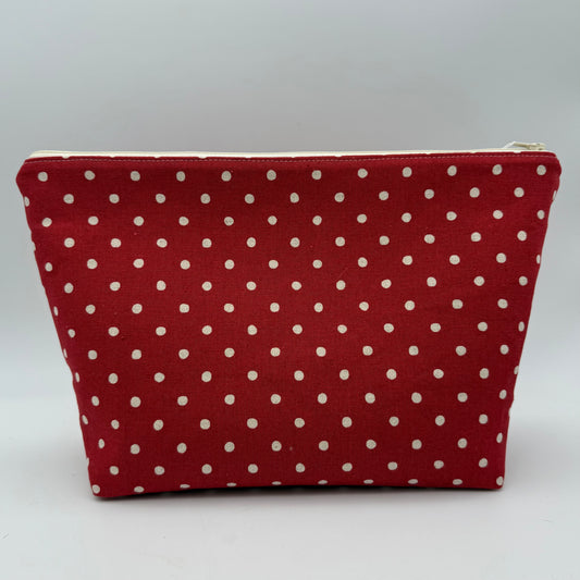 Cream Polka Dots on Red - Zipper Pouch