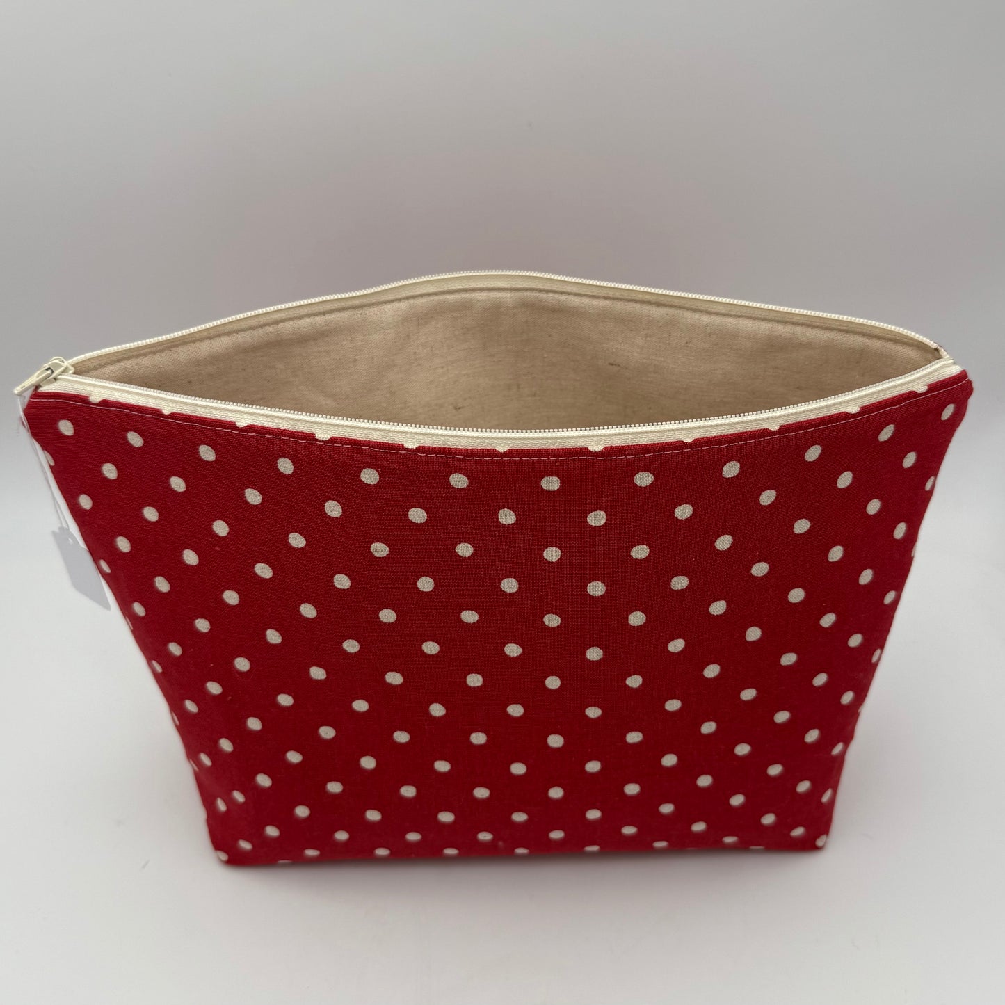 Cream Polka Dots on Red - Zipper Pouch