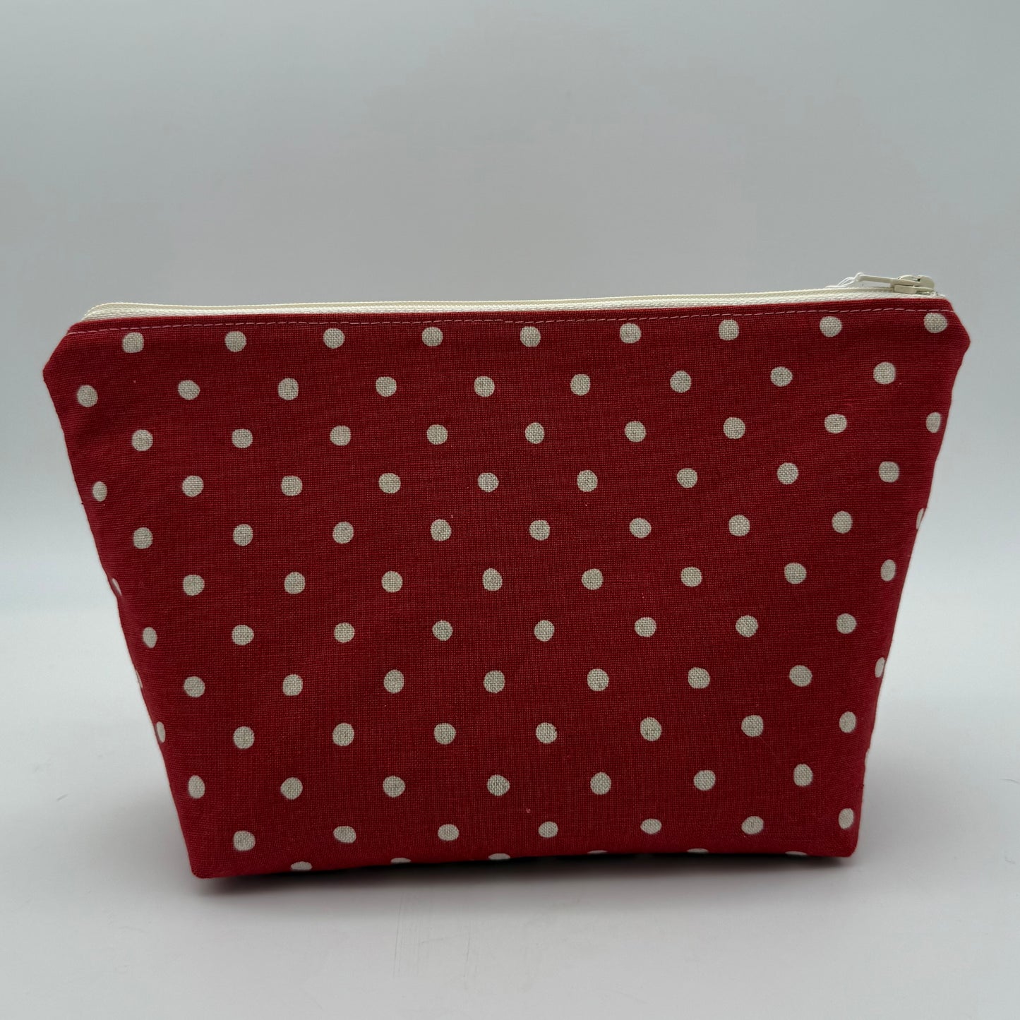 Cream Polka Dots on Red - Zipper Pouch