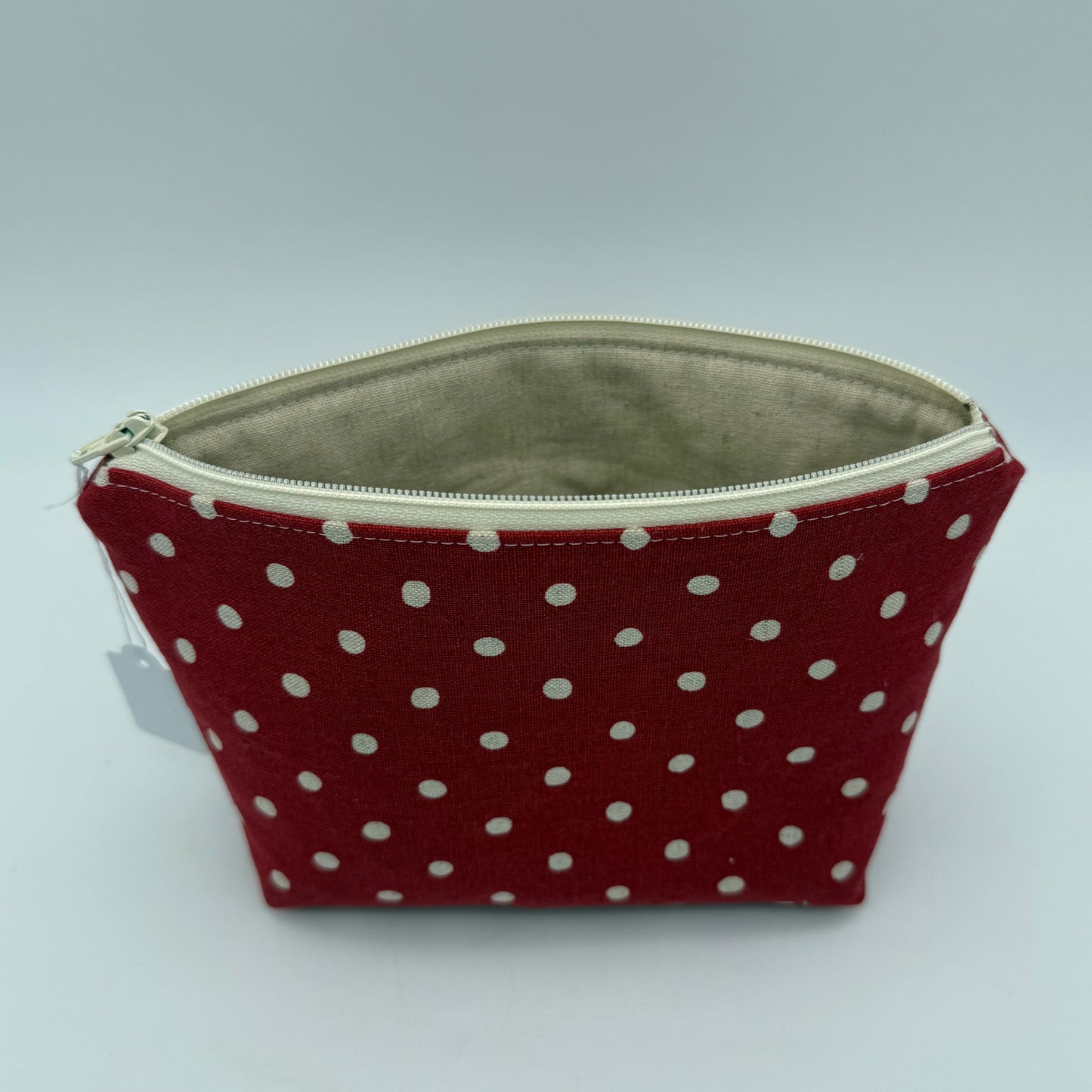 Cream Polka Dots on Red - Zipper Pouch
