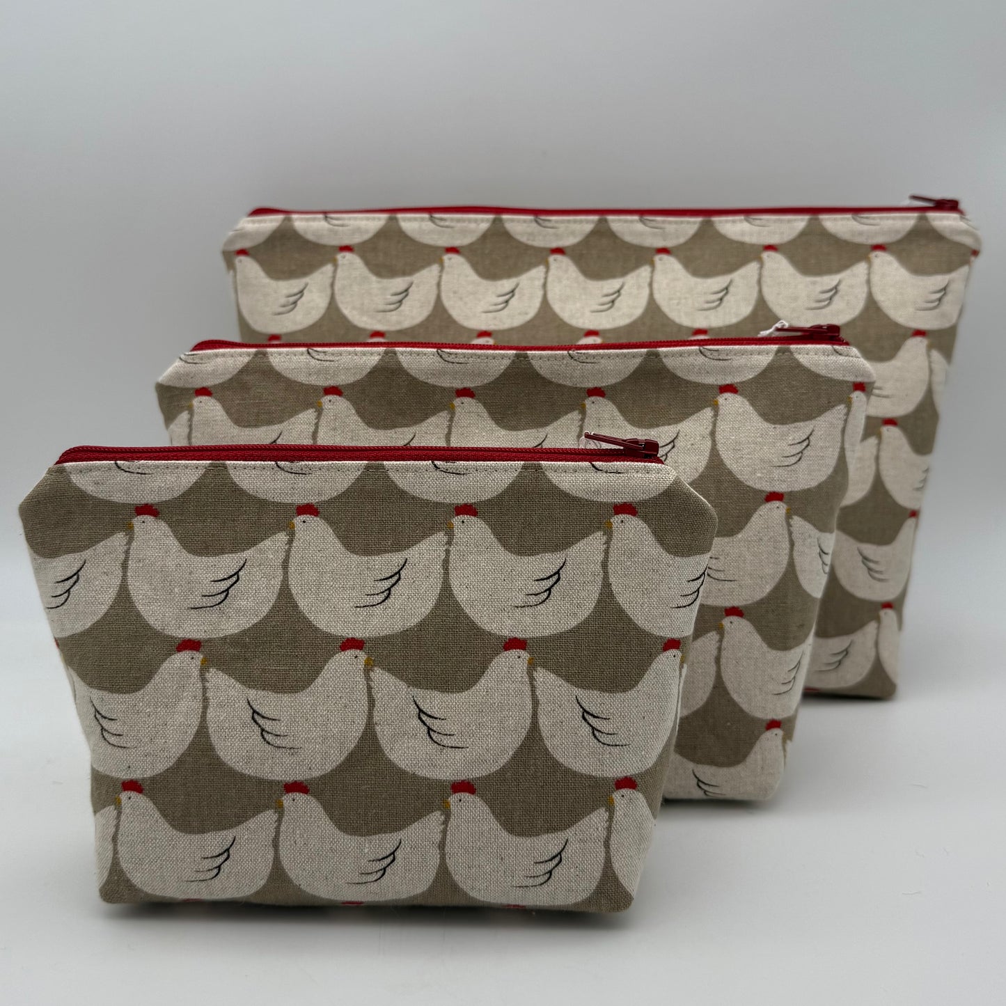 Chickens on Gray - Zipper Pouch
