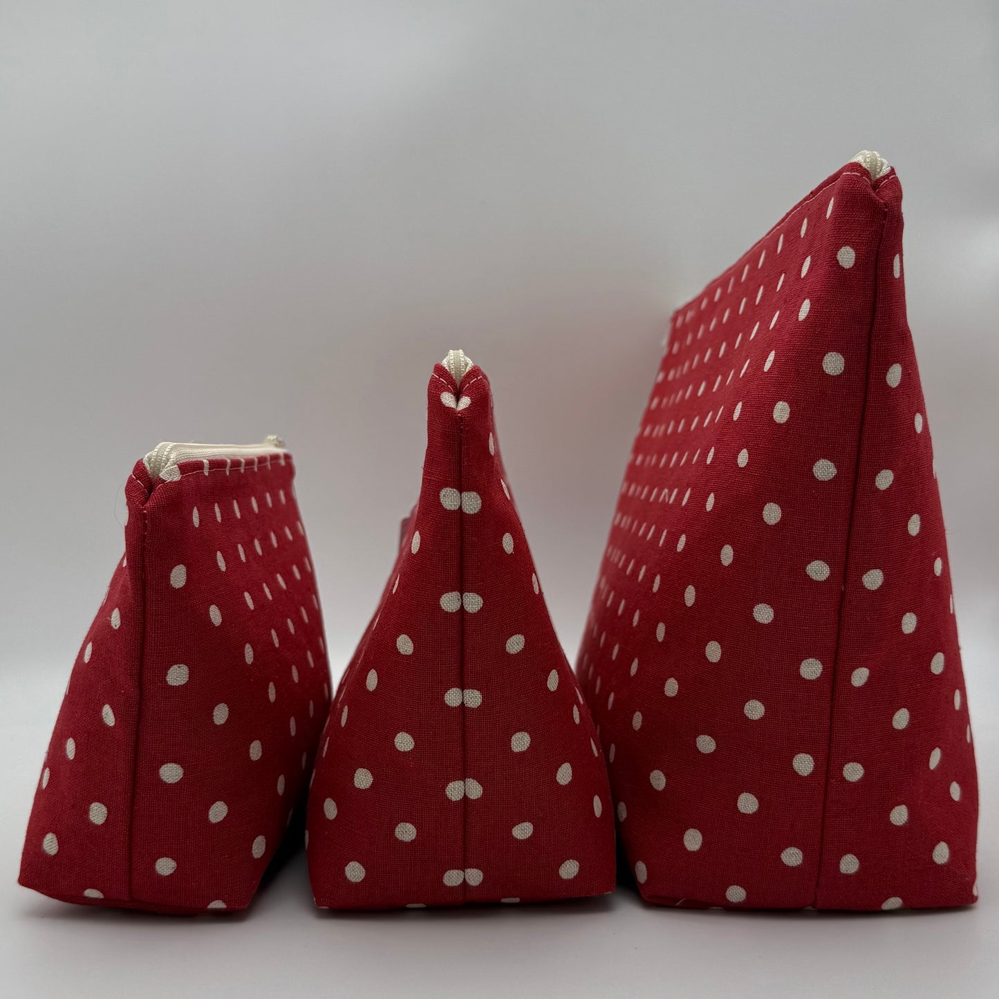 Cream Polka Dots on Red - Zipper Pouch