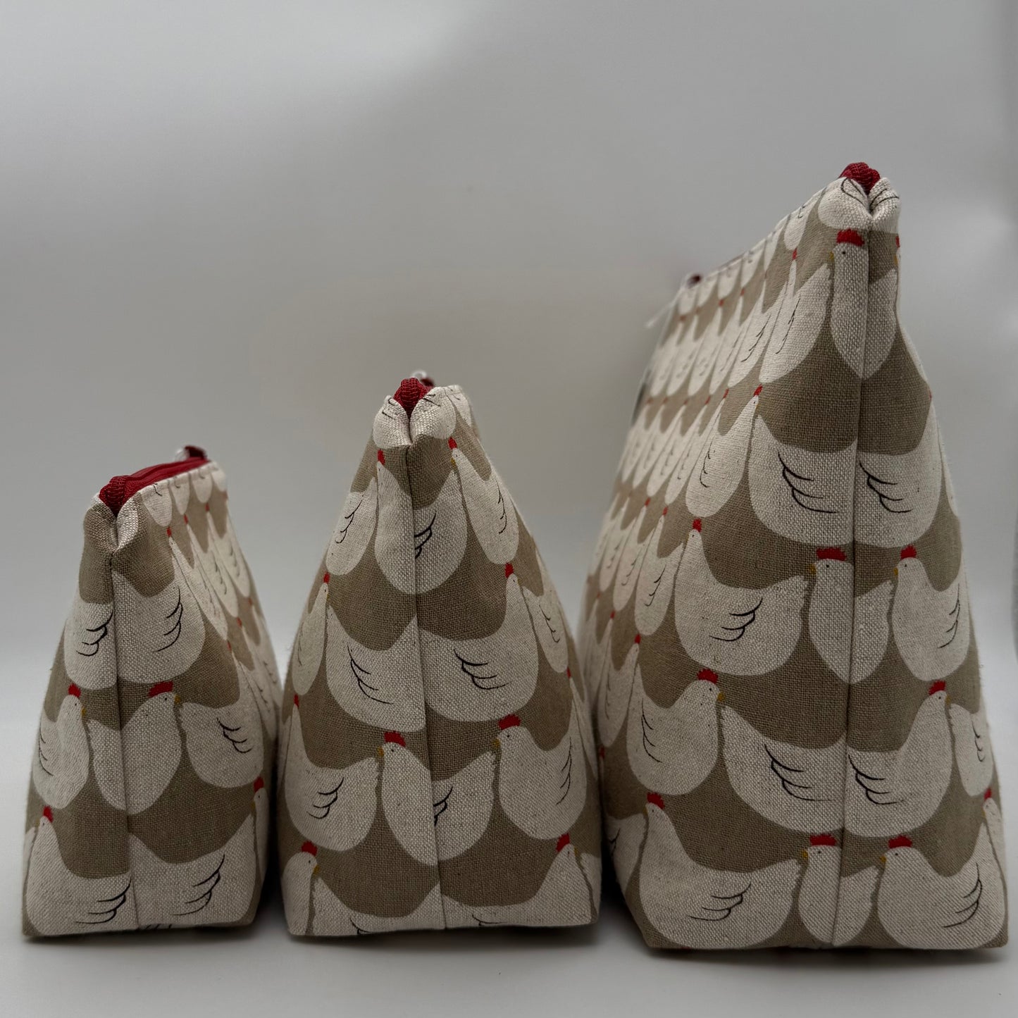 Chickens on Gray - Zipper Pouch