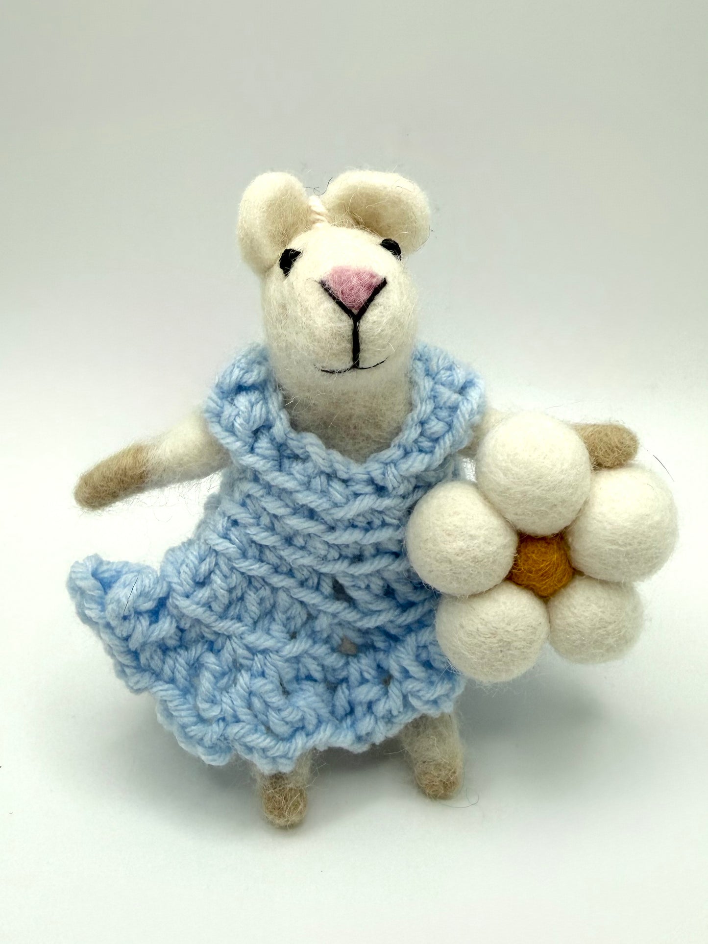 Felted Standing Mouse with Flower