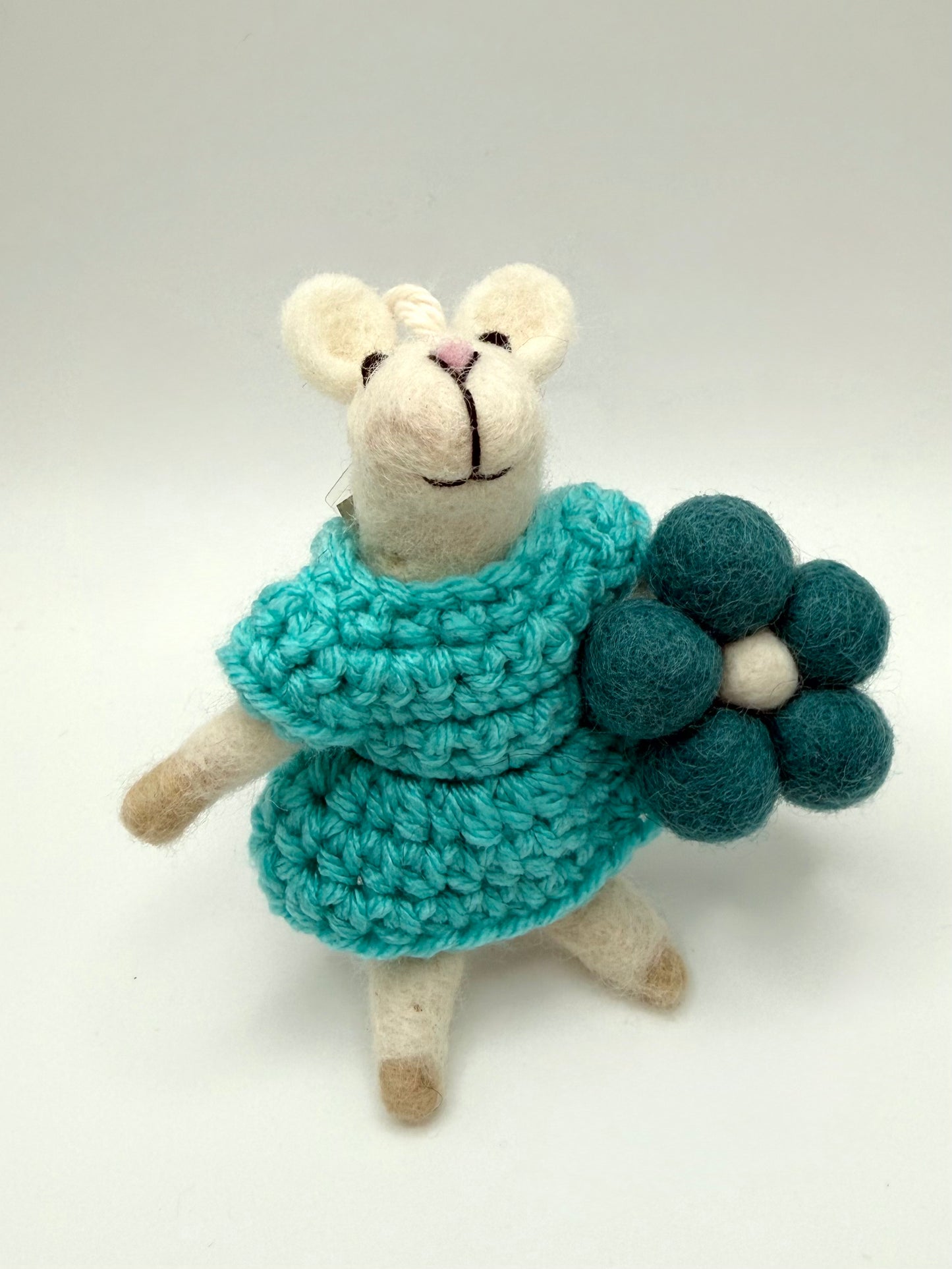 Felted Standing Mouse with Flower