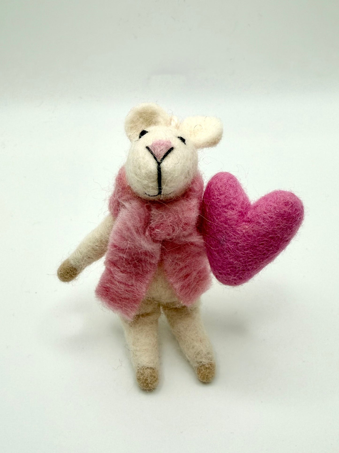 Felted Standing Mouse with Heart