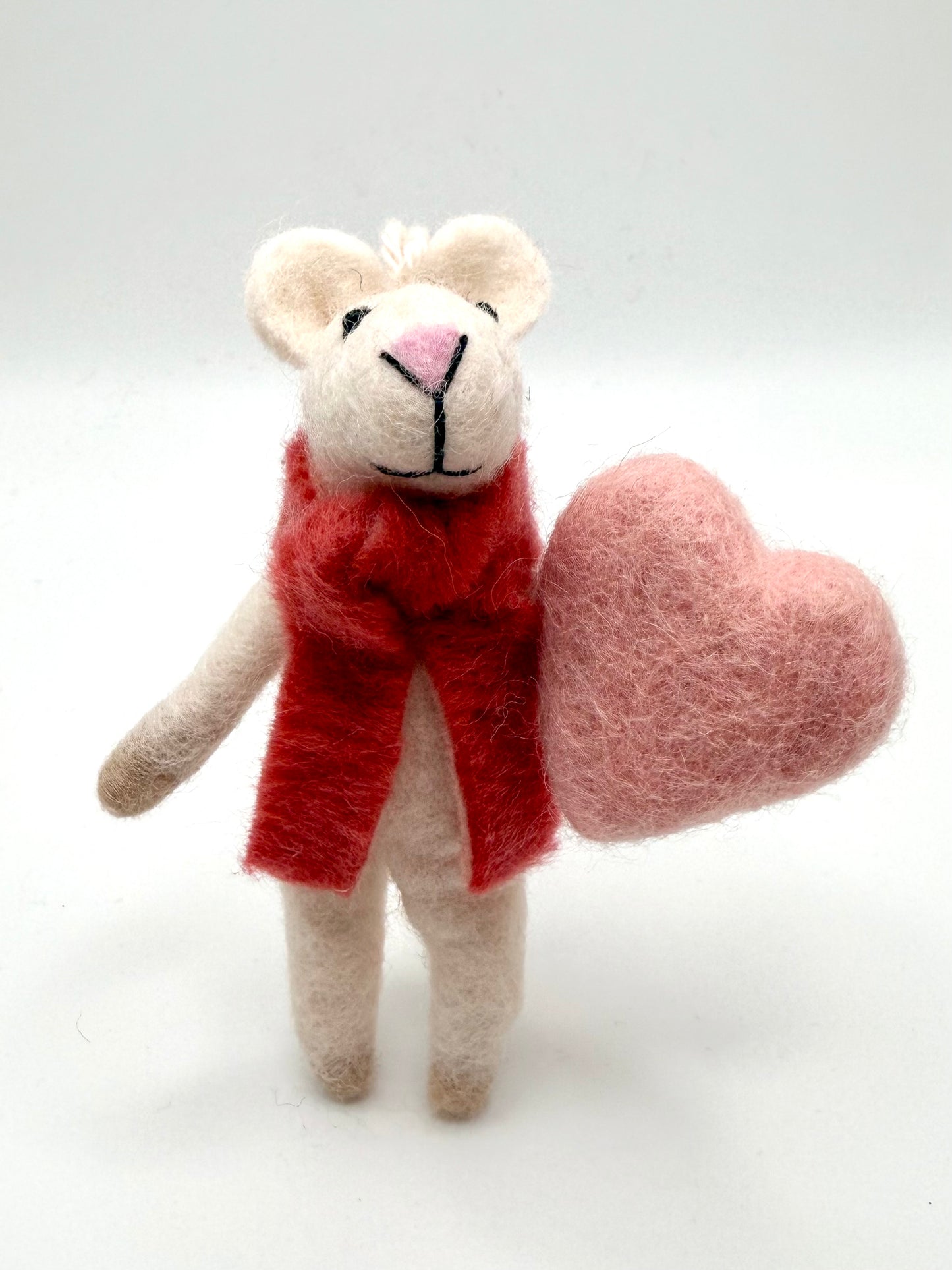 Felted Standing Mouse with Heart