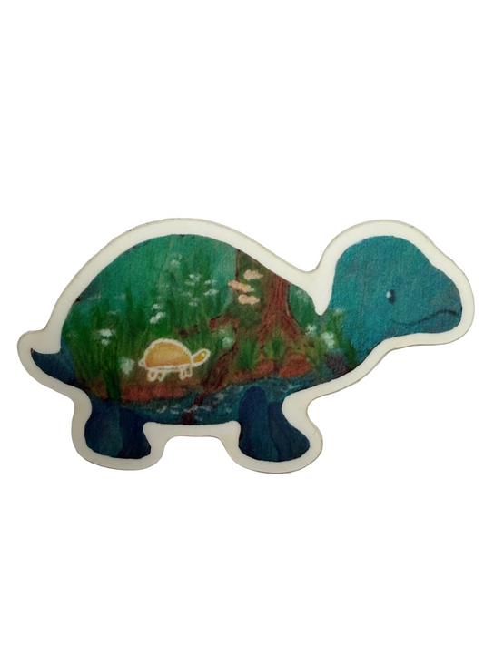 Blue Turtle with Golden Turtle Sticker