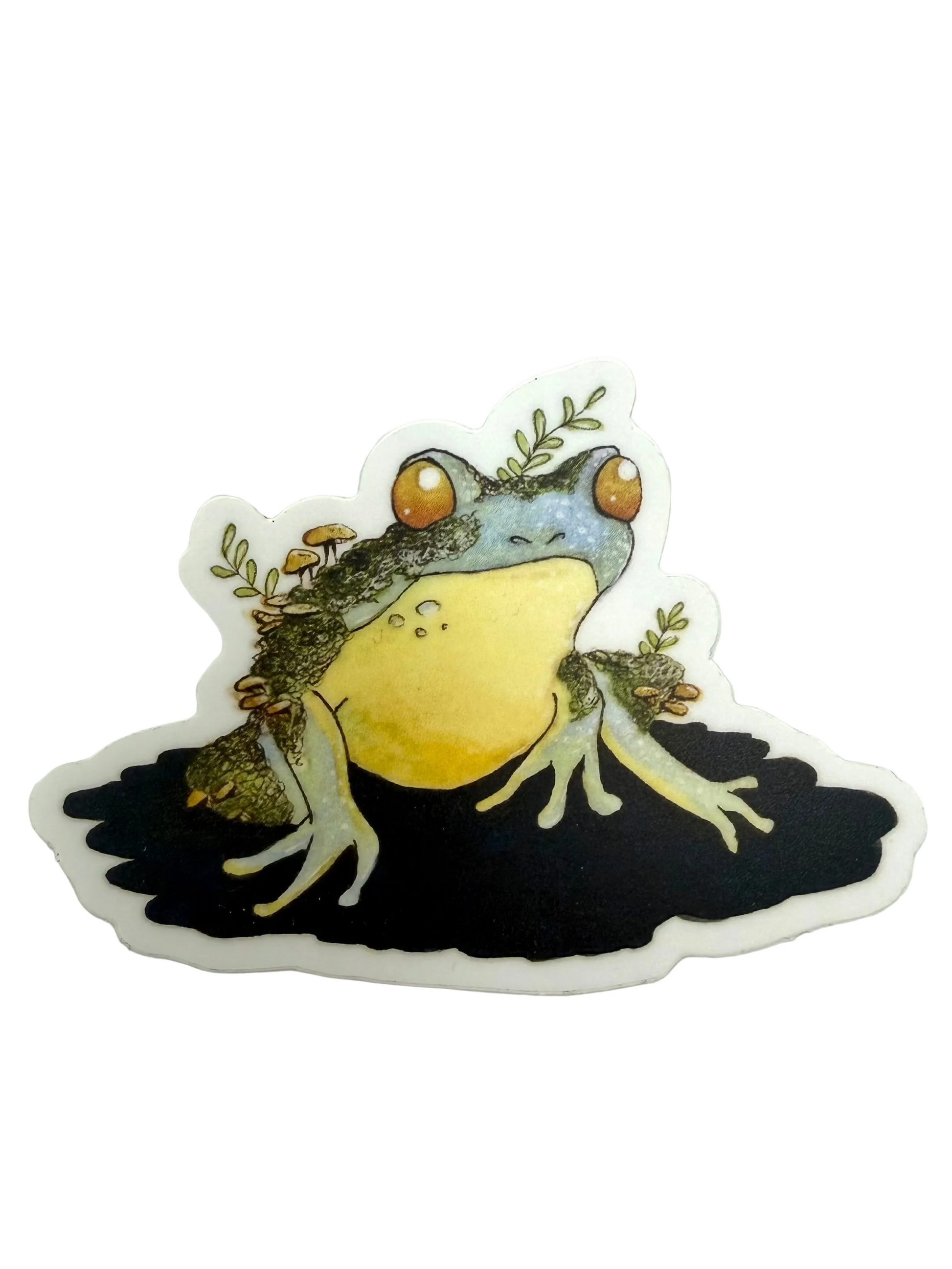 Sticker of a frog with a black background