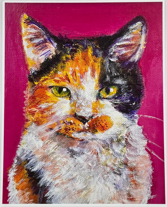 Cat on Pink Print