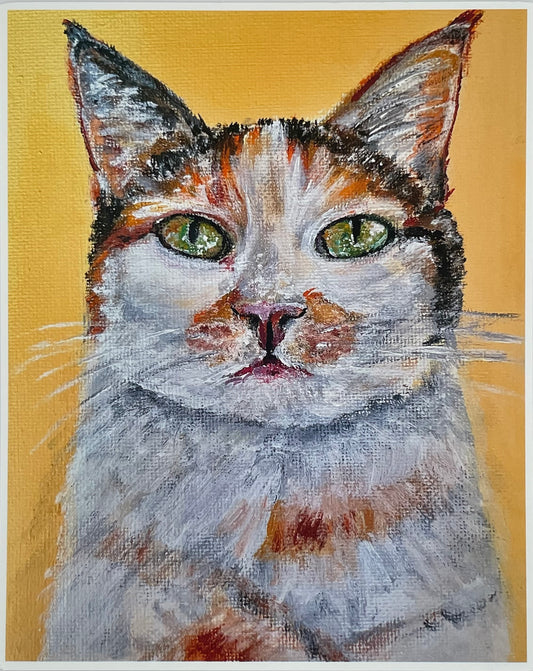 Cat on Yellow Print