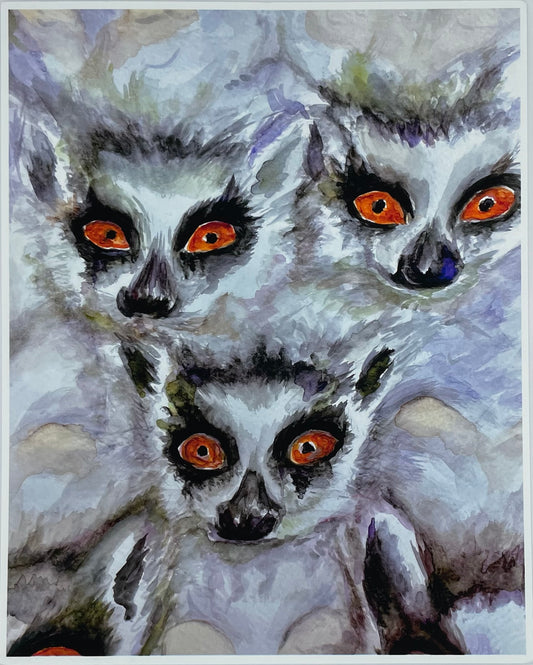 Triple Lemurs Print