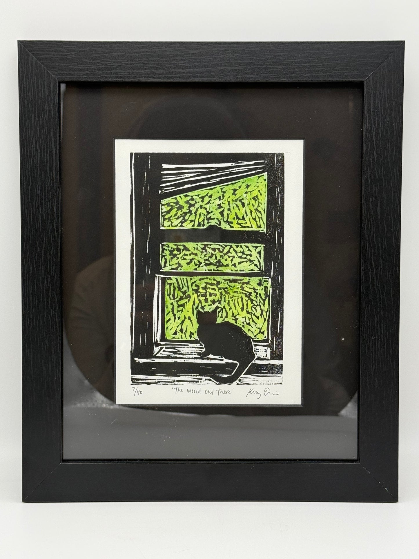 Cat in Shade Window Framed
