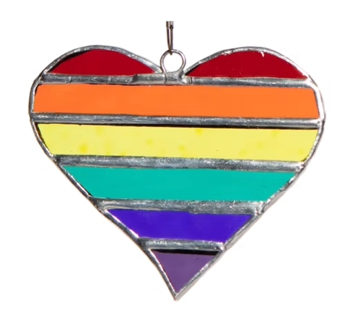 Stained Glass Small Rainbow Heart