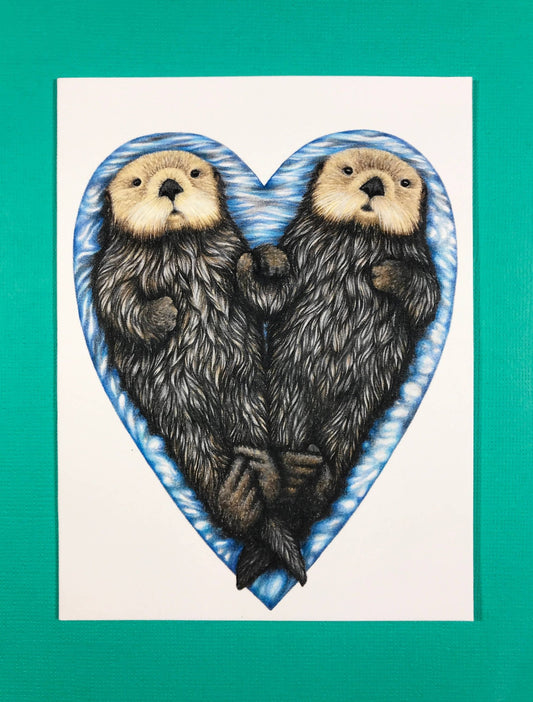 A2 size sea otter heart greeting card (blank inside) - The Regal Find