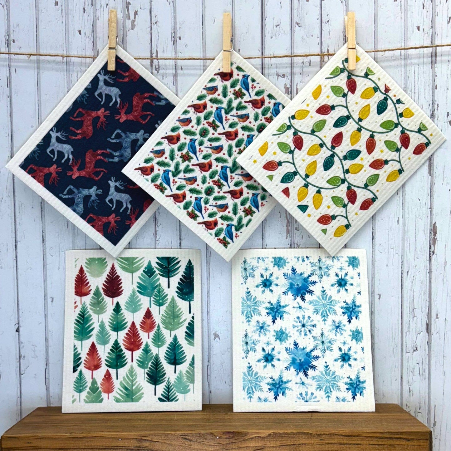 Christmas Cardinal and Bluebird Swedish Dishcloths