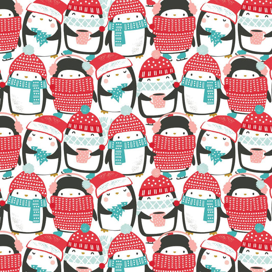 Packed Penguin Party Flannel: Multi