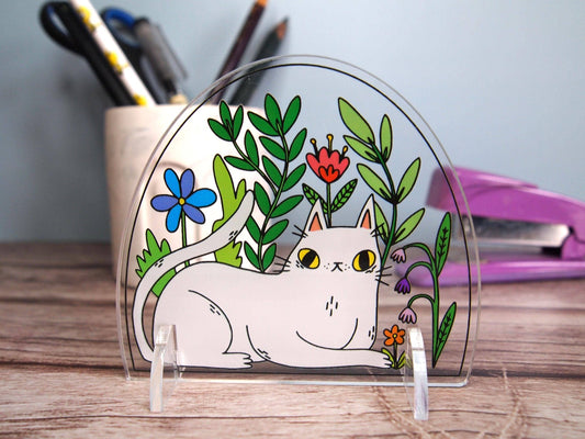 Acrylic Cat Terrarium Desk Ornament Standee