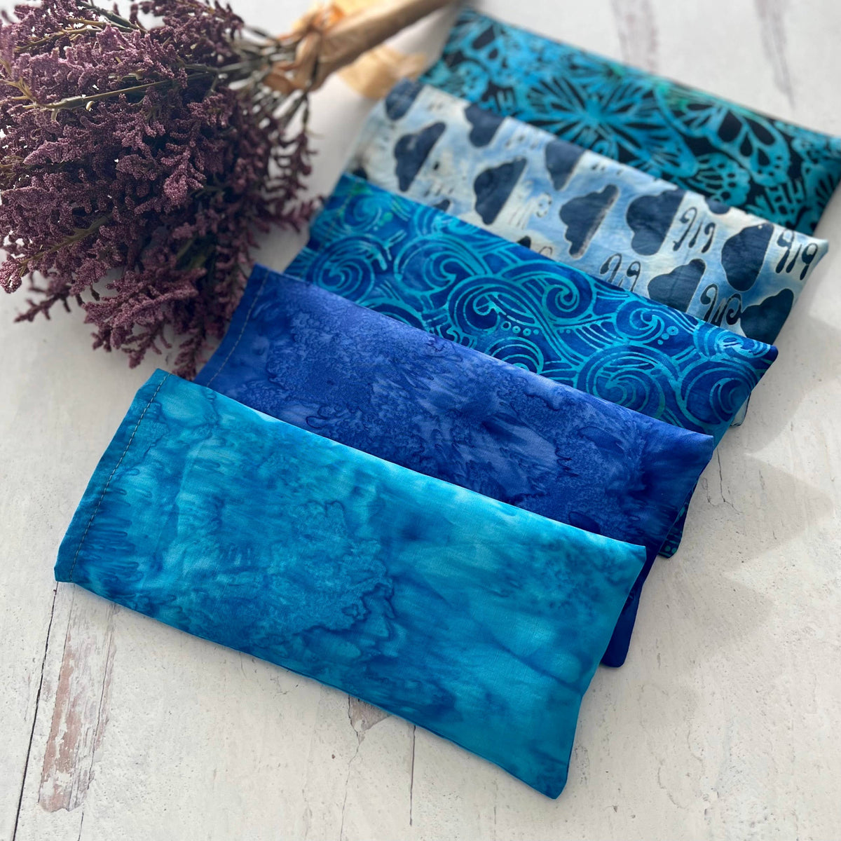 EYE PILLOW unscented/LAVENDER, hot/cold, yoga, meditation: Blue / Unscented FLAXSEED ONLY