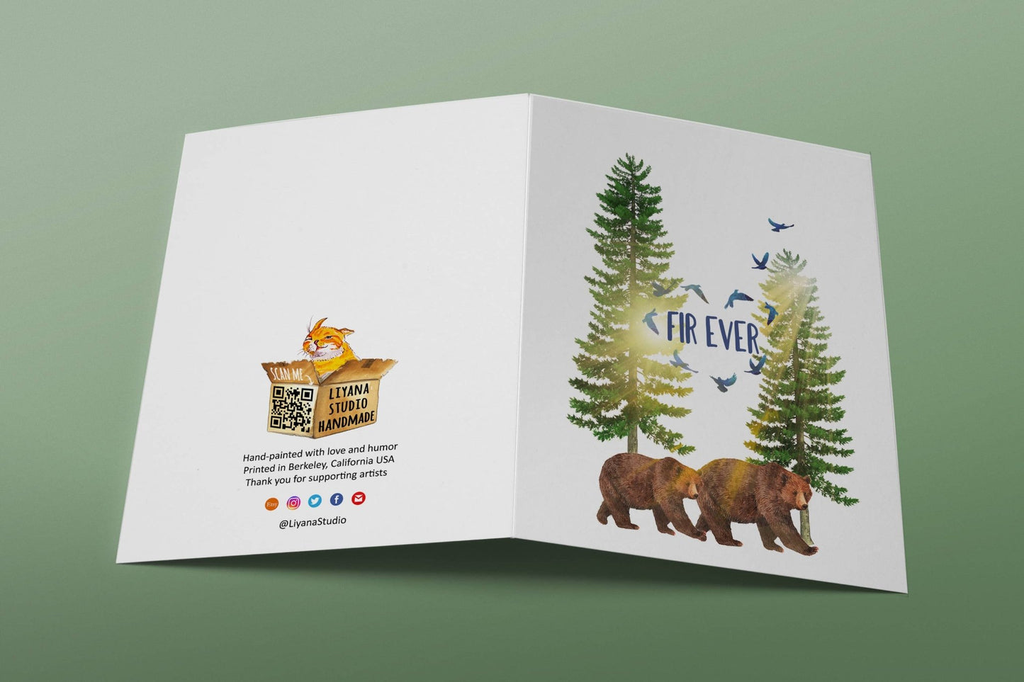 Bear Couples 5th Wood Fir - ever Anniversary Card - The Regal Find