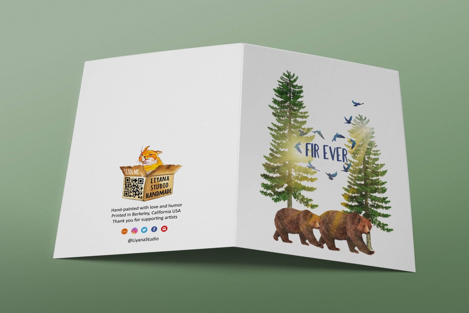 Bear Couples 5th Wood Fir - ever Anniversary Card - The Regal Find