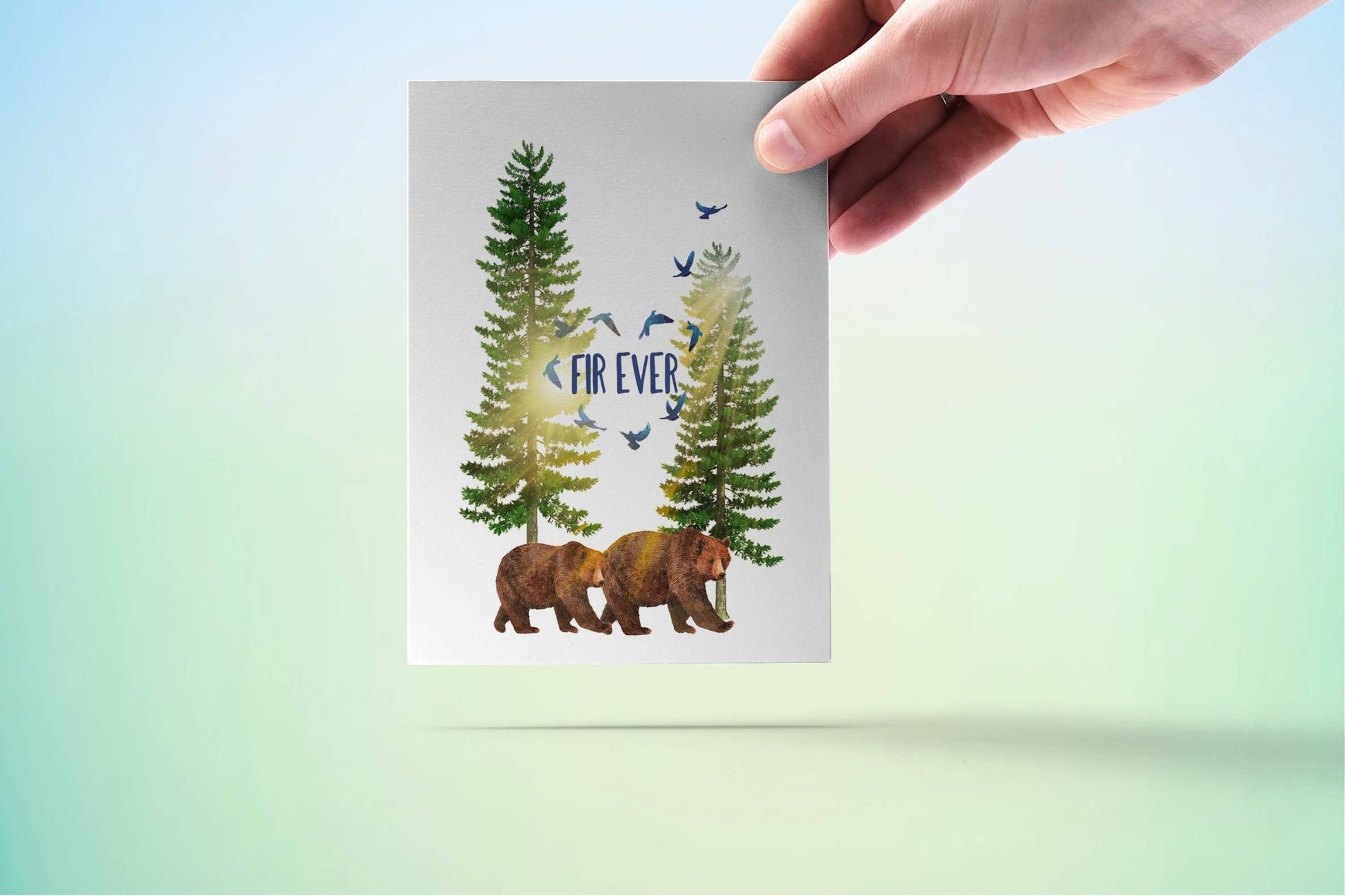 Bear Couples 5th Wood Fir - ever Anniversary Card - The Regal Find