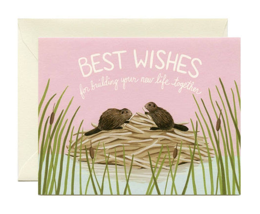 Beavers Building a Dam Best Wishes Wedding Card - The Regal Find