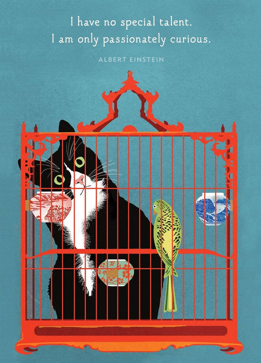 Birdcage Cat Birthday Card: Card with Envelope - The Regal Find