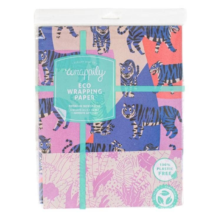 Blue Tigers • Double - Sided • Everyday Eco Wrapping Paper - The Regal Find