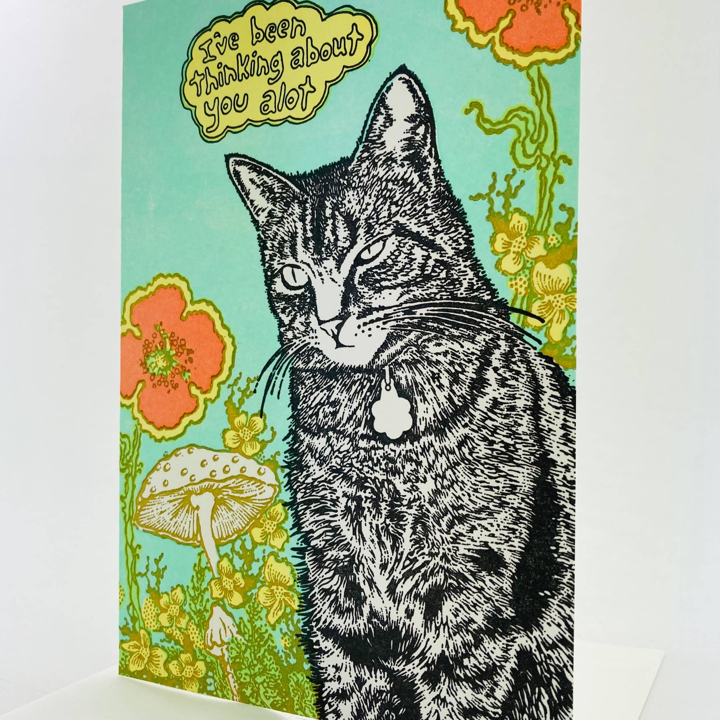 I've been thinking about you a lot cat & flowers