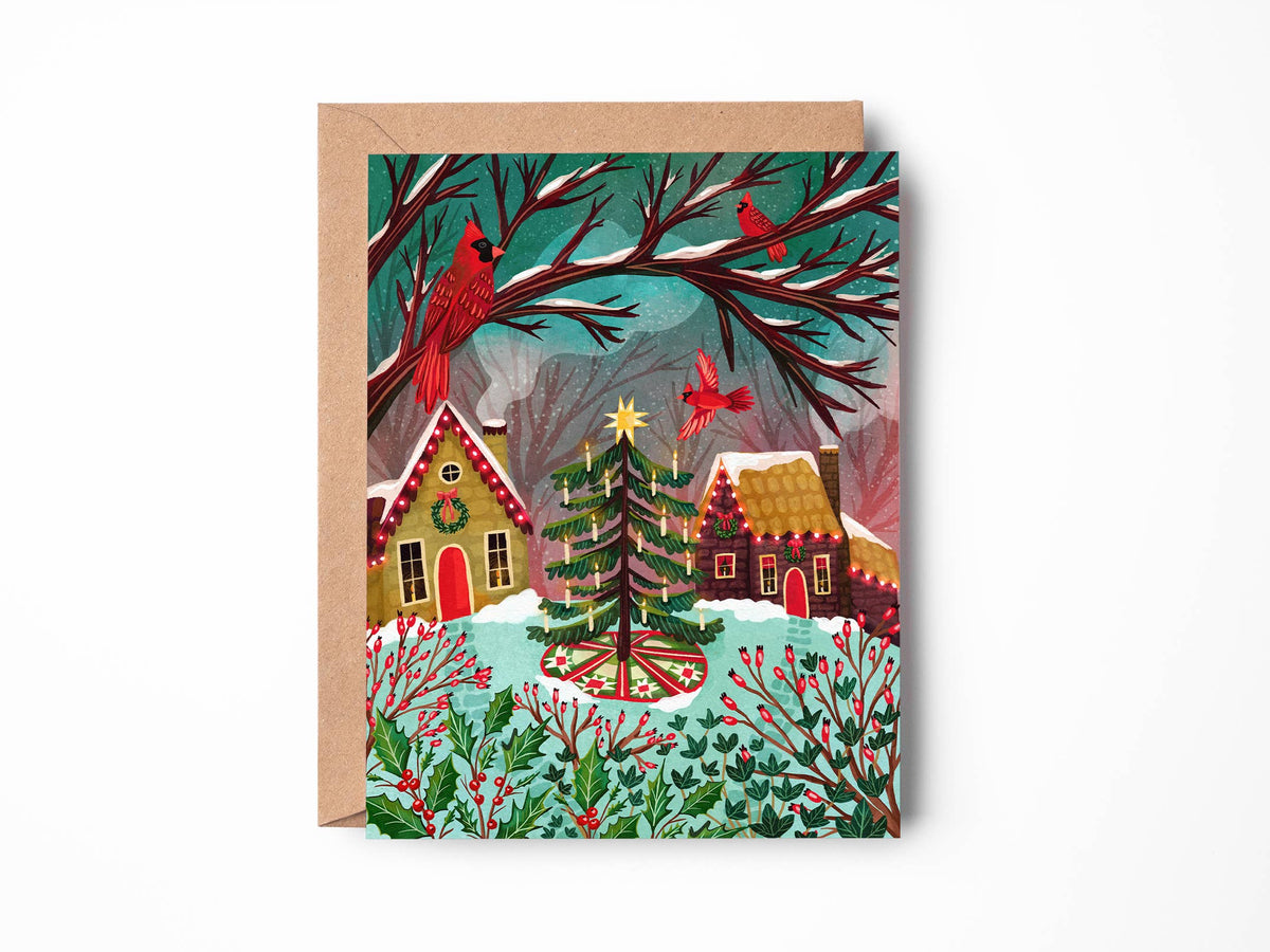 Nostalgic Christmas Village Greeting Card