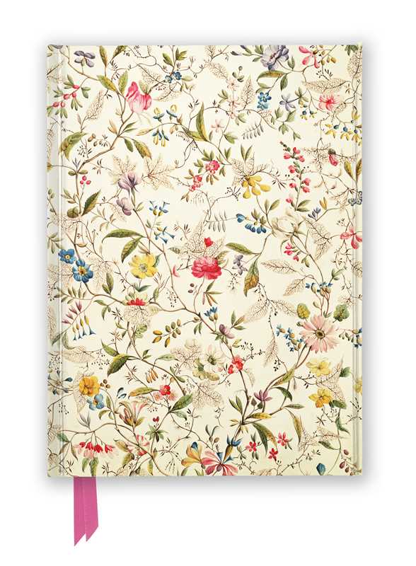 Floral patterned notebook with a pink ribbon on a white background