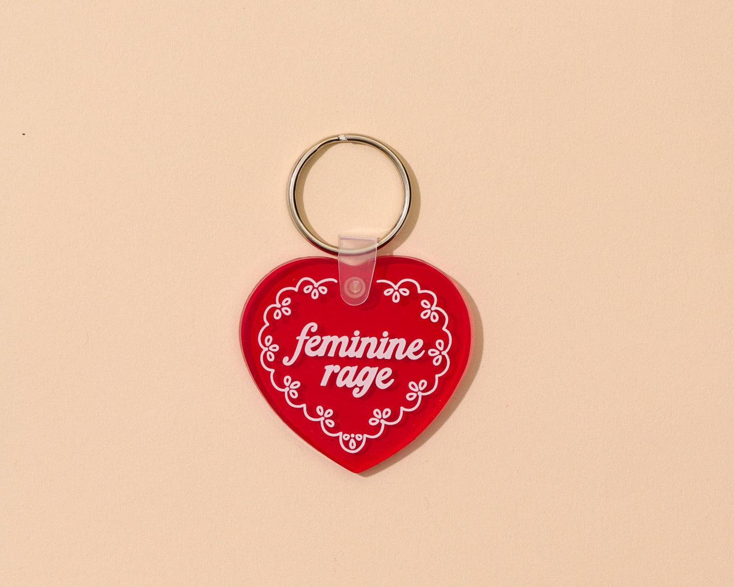Feminine Rage Heart Doily Keychain