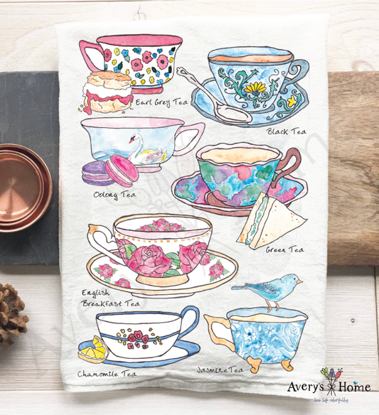 Tea Cup Customizable Tea Room Coffee Shop Tea Towel: Standard