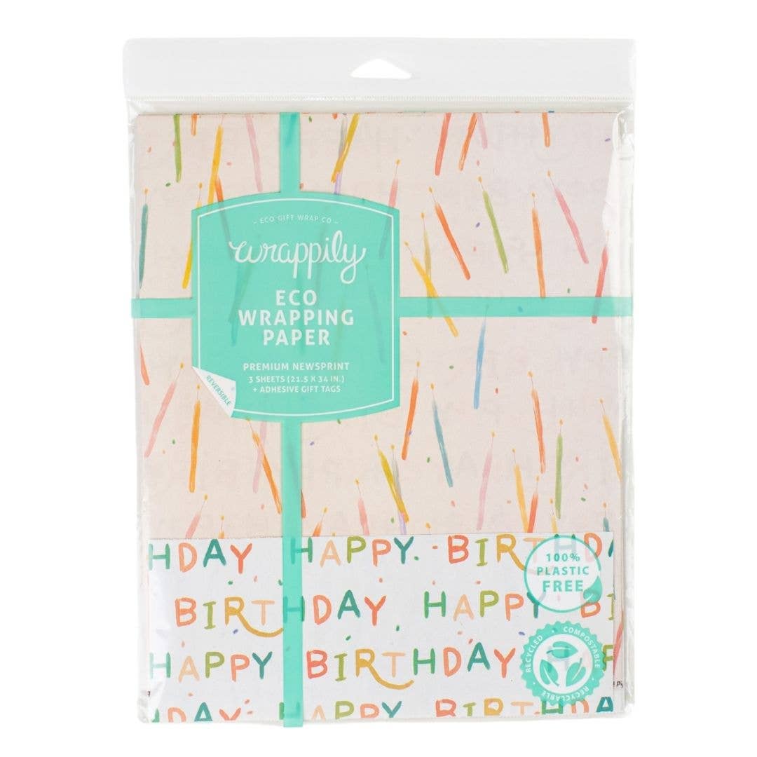 Candles/ Happy Birthday  • Double - Sided Eco Wrapping Paper - The Regal Find
