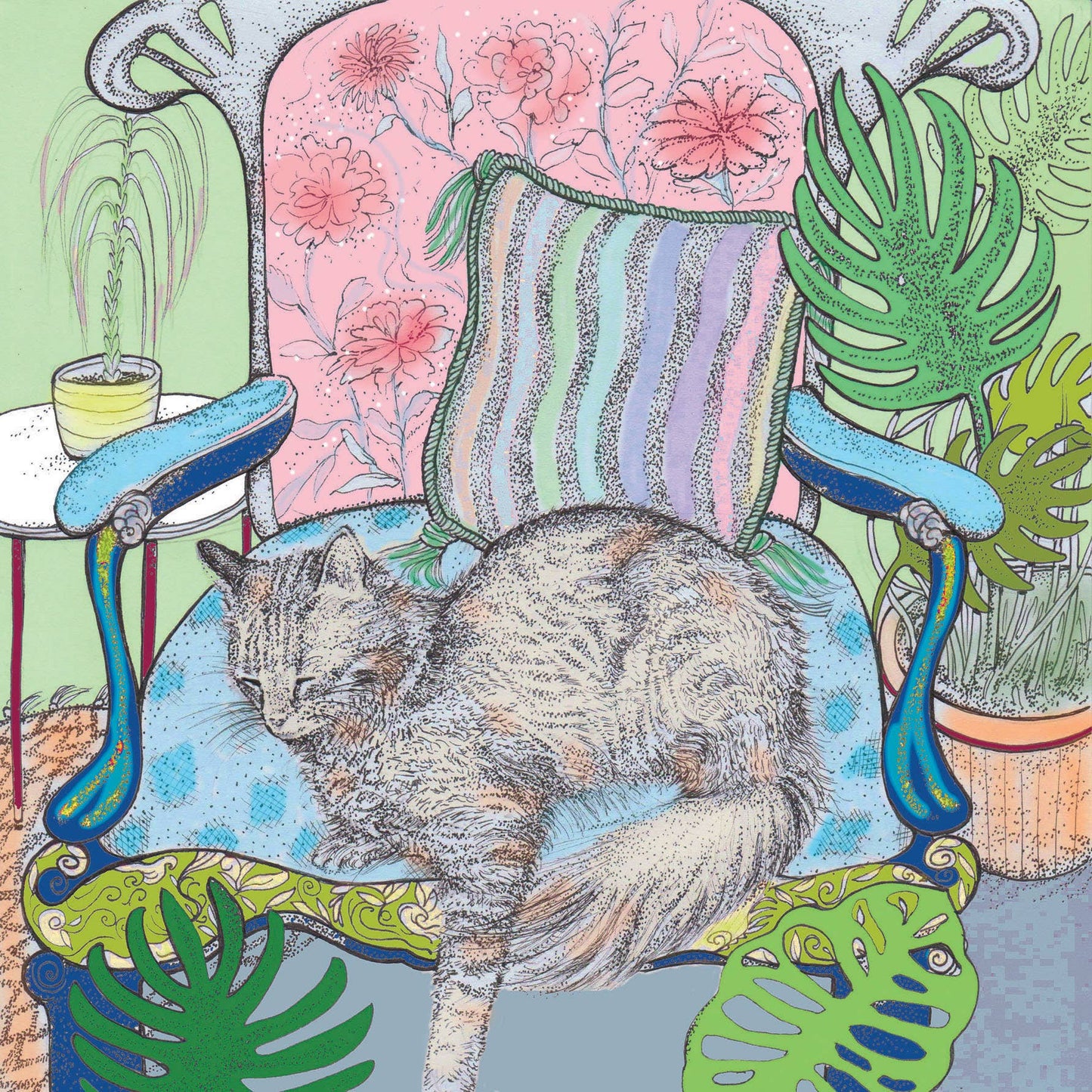 Cat on Armchair Greeting Card - The Regal Find