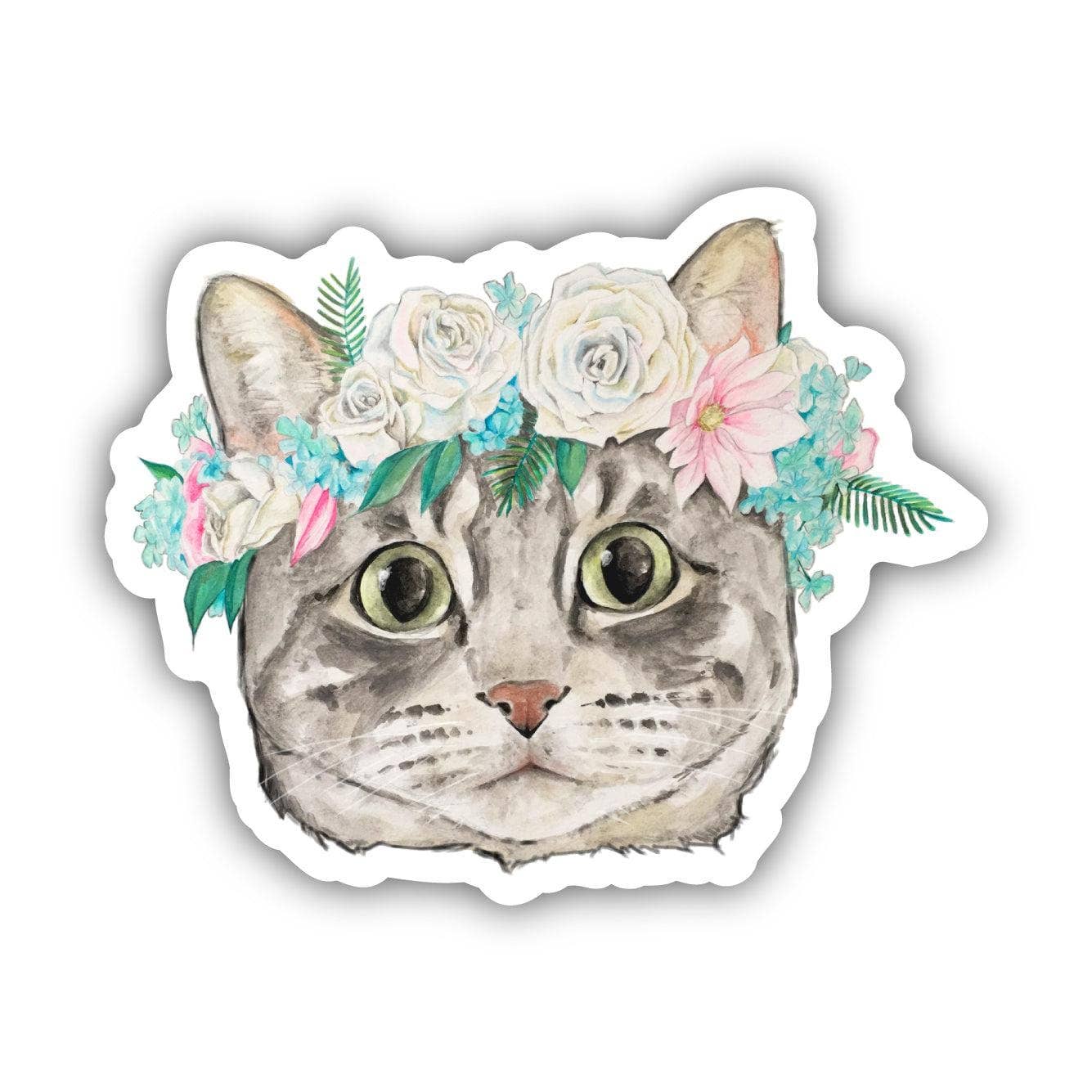 Cat With Flower Crown Sticker - The Regal Find