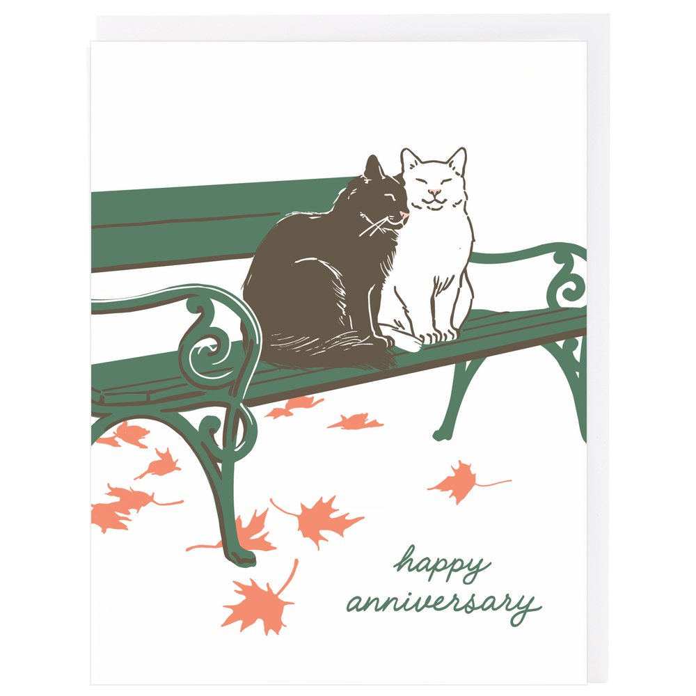 Cats on a Bench Anniversary Card - The Regal Find