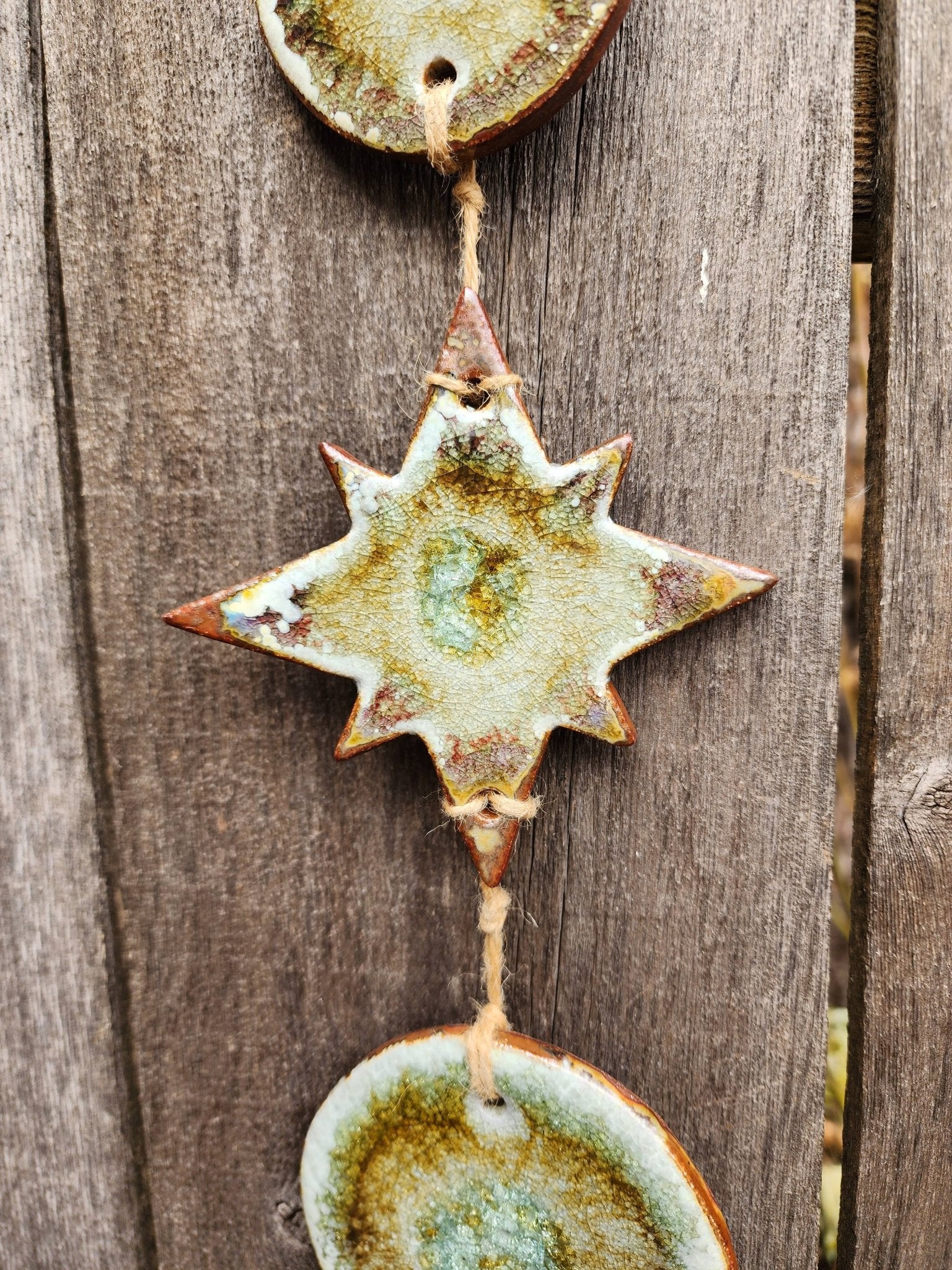 Celestial Wall Hanging, Handmade Sun Moon Stars, Boho Gift: Aqua / Small 26" x 5" - The Regal Find