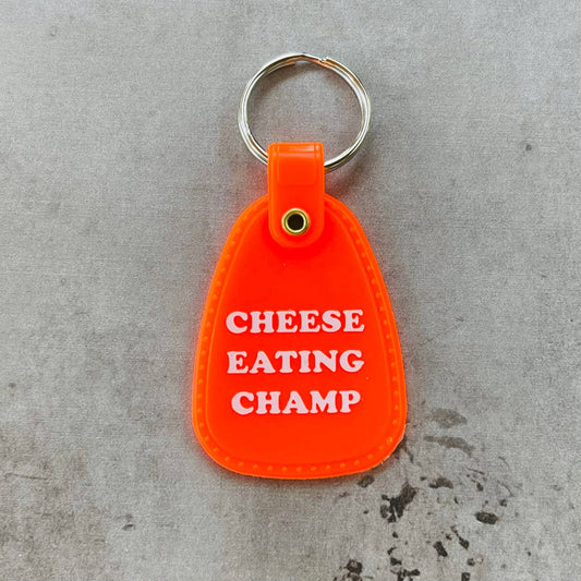 Cheese Eating Champ USA Made saddle Keychain key tag foodie - The Regal Find