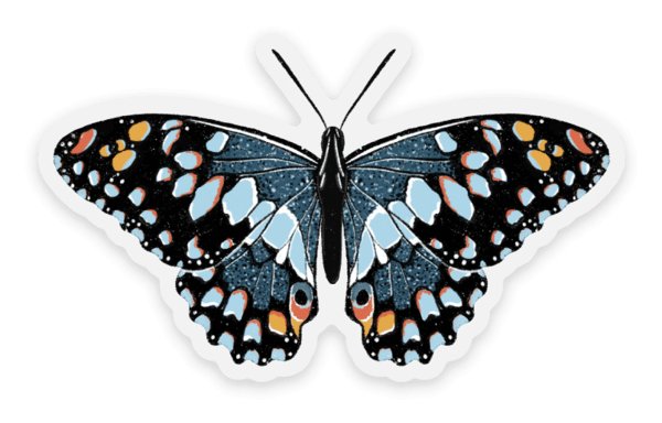 Clear Blue Speckled Butterfly Sticker, 2.5x1.5in - The Regal Find