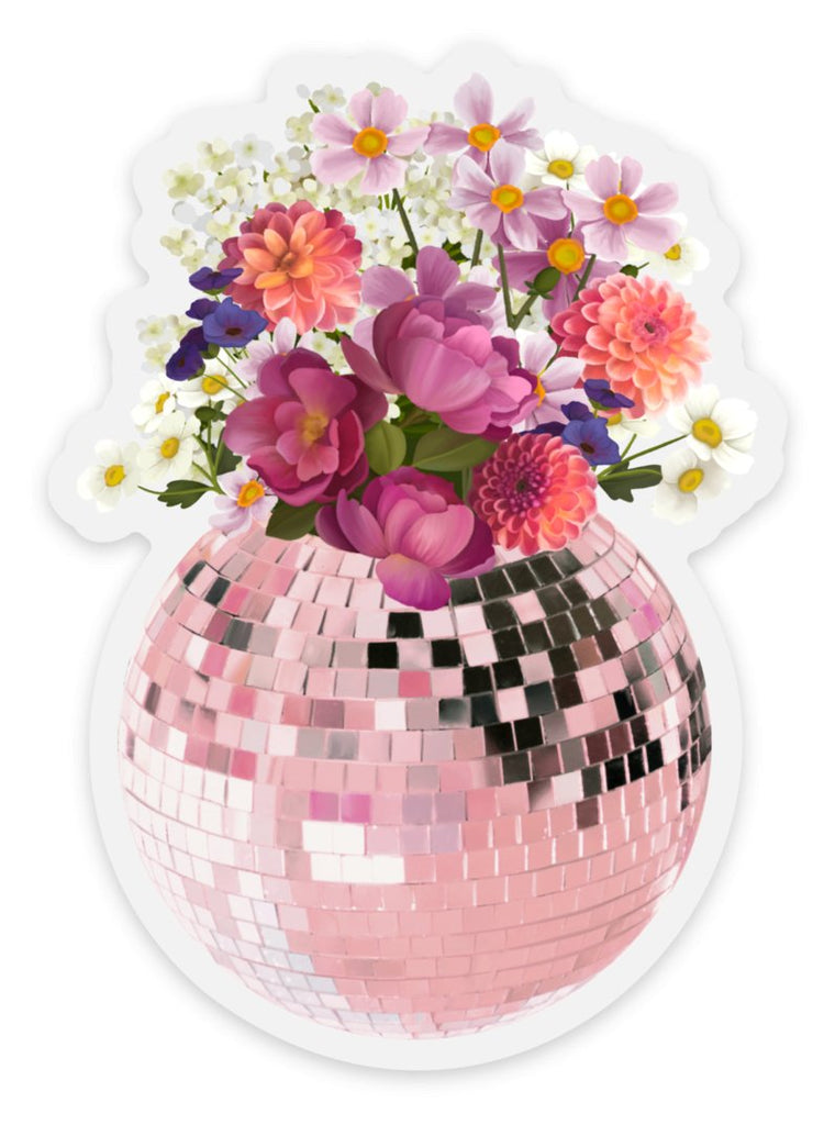 Clear Disco Ball Bouquet Sticker, 2.45x3.4in - The Regal Find